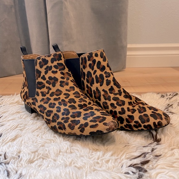 J Crew Calf-hair leopard print booties - Size 8